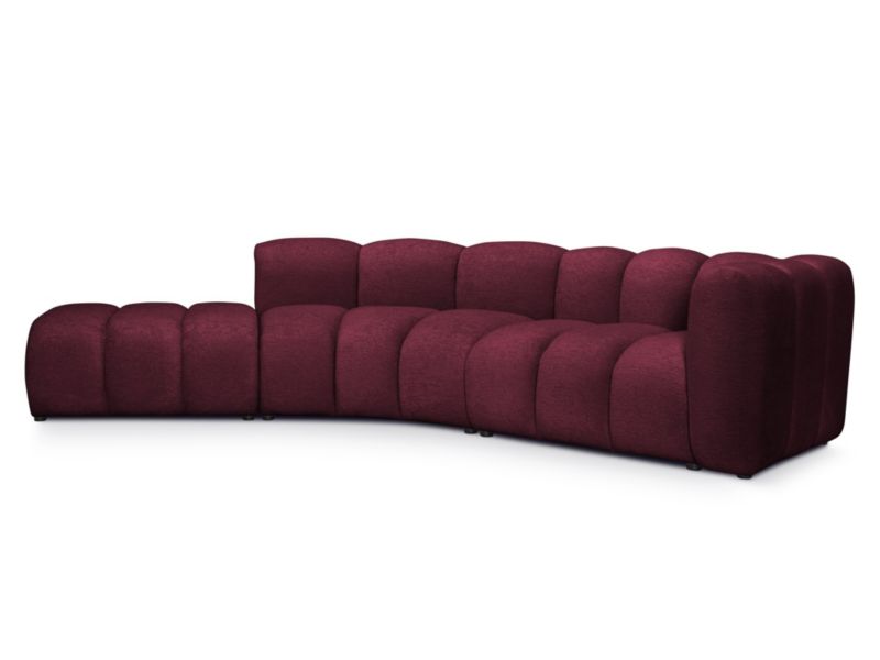 Narożnik prawostronny LaMiaSofa NAPOLI z tkaniny szenilowej 335x166 cm burgundowy 1 szt.