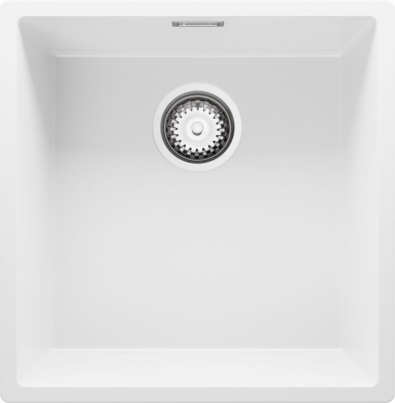 Zlewozmywak podblatowy Londyn PRIMAGRAN 46x47cm do szafki od 50cm, Biały + Syfon, S208, 1 szt.