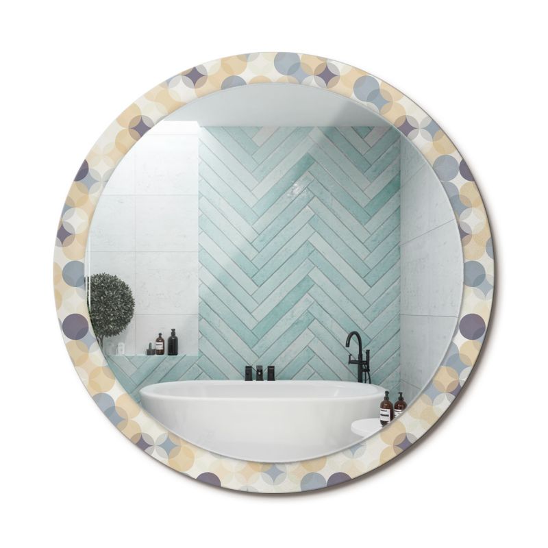 Lustro Dekoracyjne Okrągłe ArtPrintCave 100 cm Geometryczne Koła Elegancka Szklana Rama do Małych Pomieszczeń 1 szt.