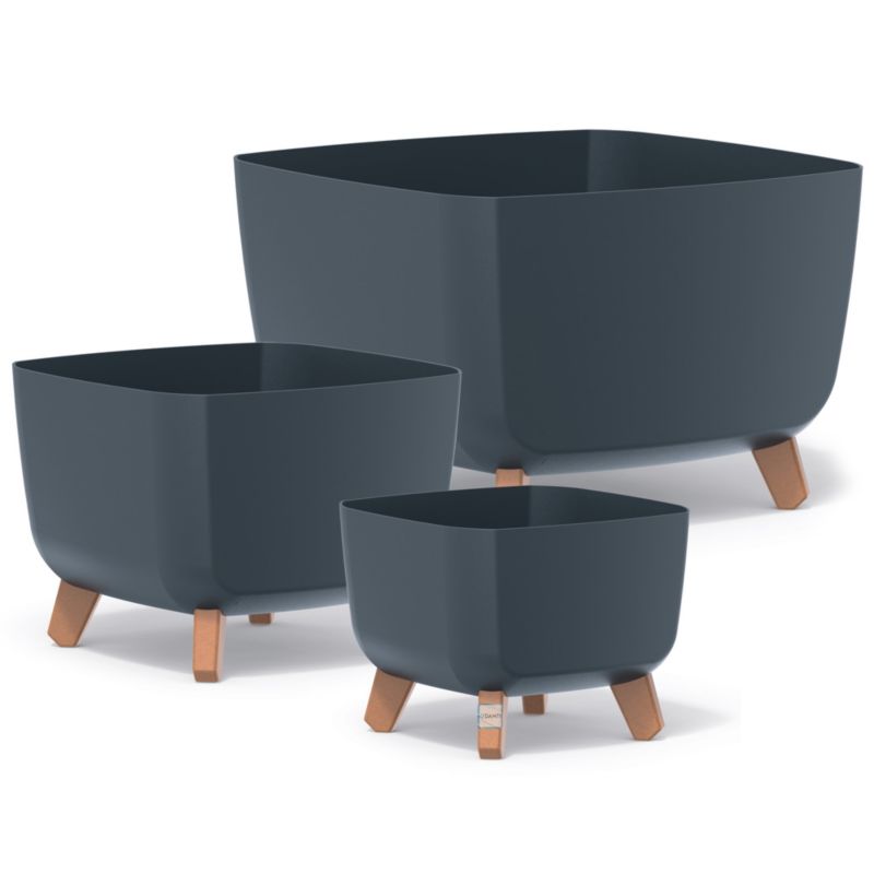 Doniczka EDANTI Ogrodowa 24/29/39 cm Na Nóżkach Do Ogrodu Antracytowa 3 szt.
