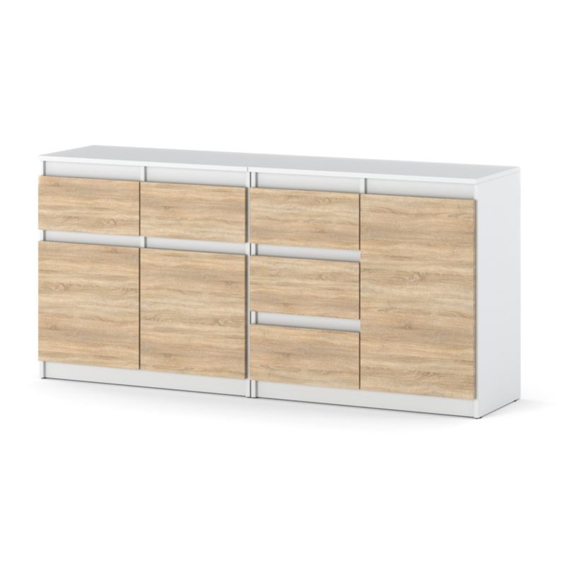 Komoda Hurtownia-Mebli Szuflady 5 Agnolia Mini 160cm Biały Mat Dąb Sonoma 160x35x75 cm 1szt.