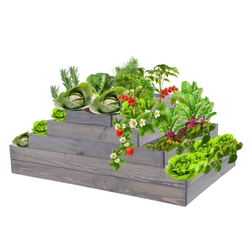 Skrzynia warzywna MODO24 kaskadowa 45x117x60 cm szare impregnowane drewno 1 szt