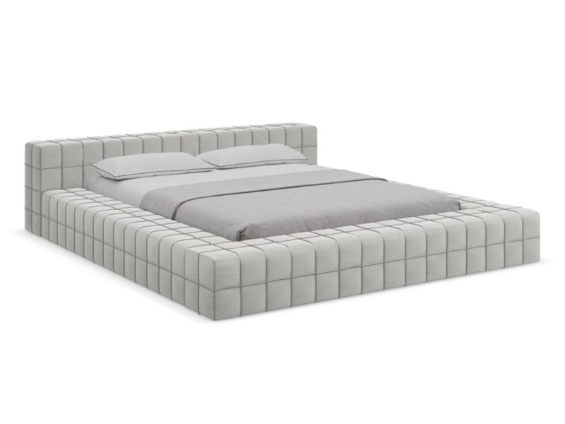 Łóżko LaMiaSofa Akela z weluru 140x200 srebrny 1 szt.