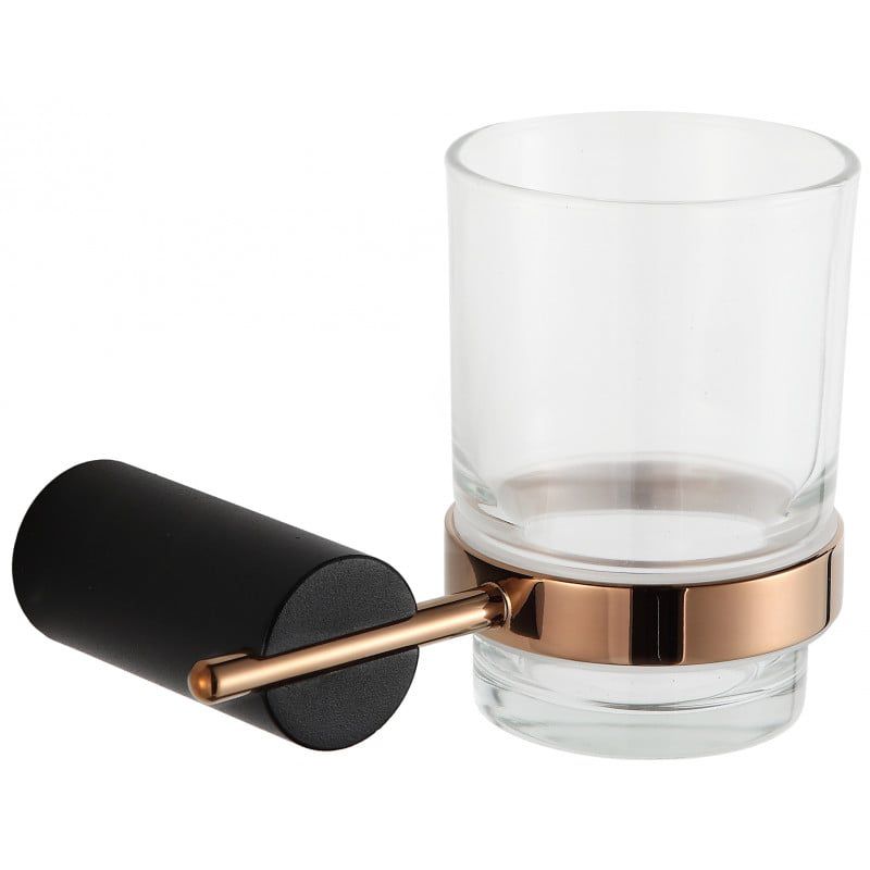 Kubek na szczoteczki Mexen Aron czarny/różowe złoto 11,5x11 cm 1 szt.