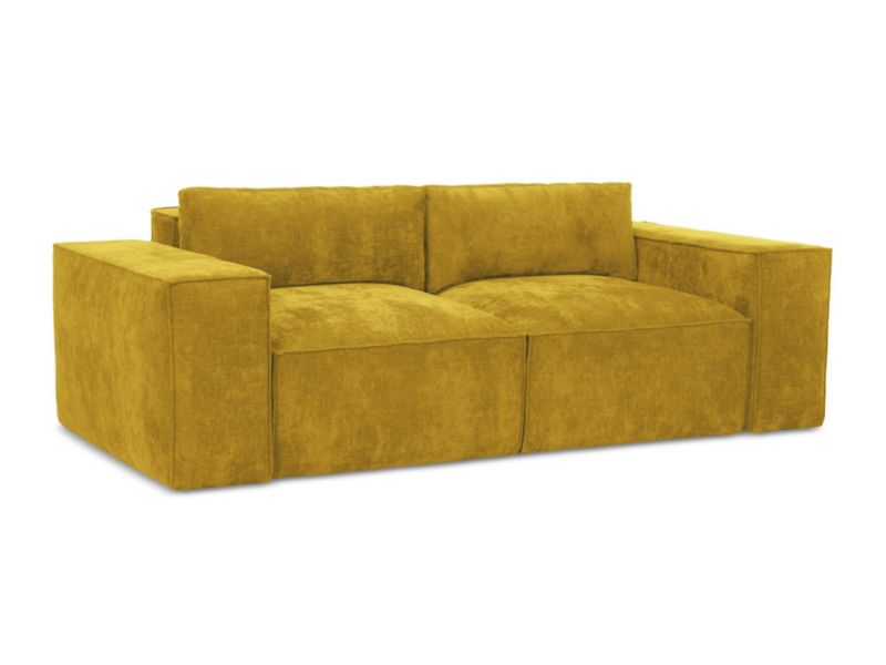 Kanapa 2-osobowa z funkcją spania LaMiaSofa Asti z tkaniny szenilowej 233x113 cm musztardowy 1 szt.