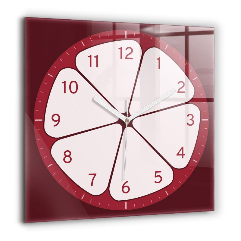 Zegar szklany białe wskazówki Wallfluent 60x60 cm Przekrojony owoc 1 szt.