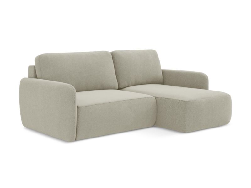 Narożnik prawostronny z funkcją spania LaMiaSofa CORLE z tkaniny strukturalnej 207x148 cm jasny beż 1 szt.