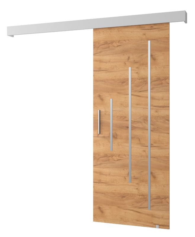 Drzwi przesuwne naścienne Abiks SALWADOR Y 90 dąb craft + biały mat + srebrny 1 szt.