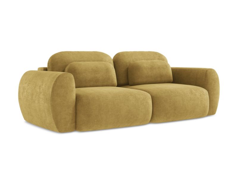 Kanapa 3-osobowa z funkcją spania LaMiaSofa PECORINI z tkaniny szenilowej 266x121 cm musztardowy 1 szt.