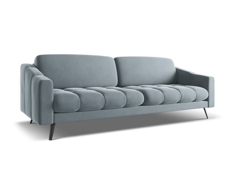 Kanapa 4-osobowa LaMiaSofa ROMA z tkaniny welwetowej 238x95 cm jasny niebieski 1 szt.