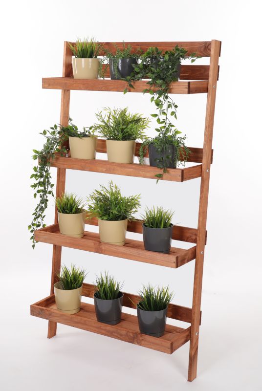 Kwietnik drewniany MODO24 4-poziomowy opierany o ścianę 145x77x23 cm impregnowany brązowy eko 1 szt.