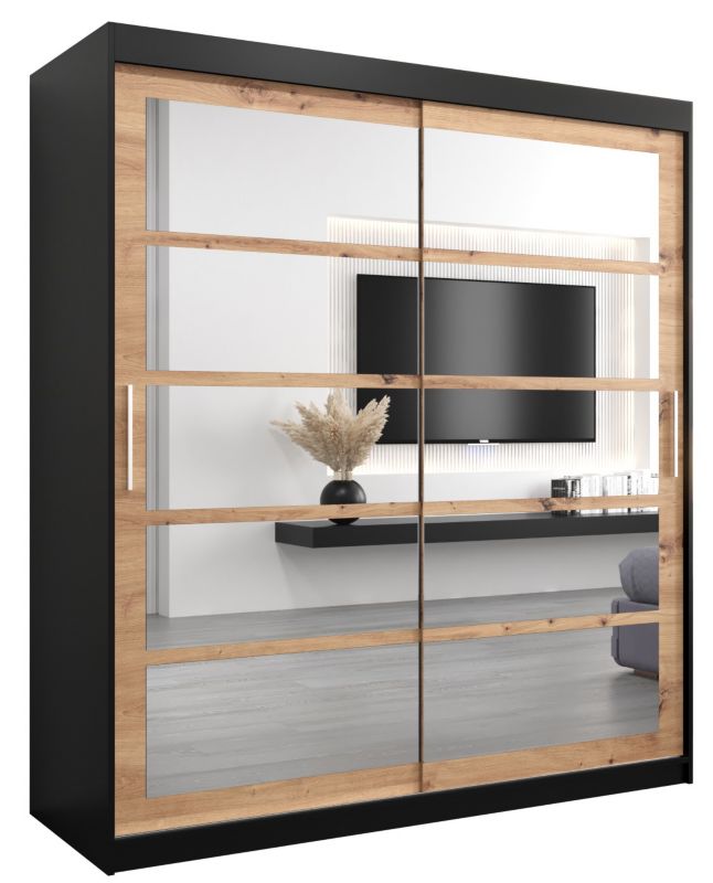 Szafa przesuwna Abiks ROMA 2 180 czarny mat + artisan 1 szt.