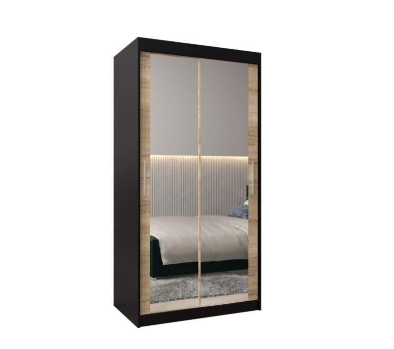 Szafa przesuwna Garderoba Abiks Tokyo 3 100 czarny + sonoma 1 szt.