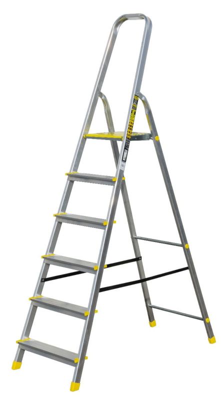 Drabina aluminiowa 6-stopniowa 150kg Bayersystem BS-DA6 profesjonalna 1 szt.