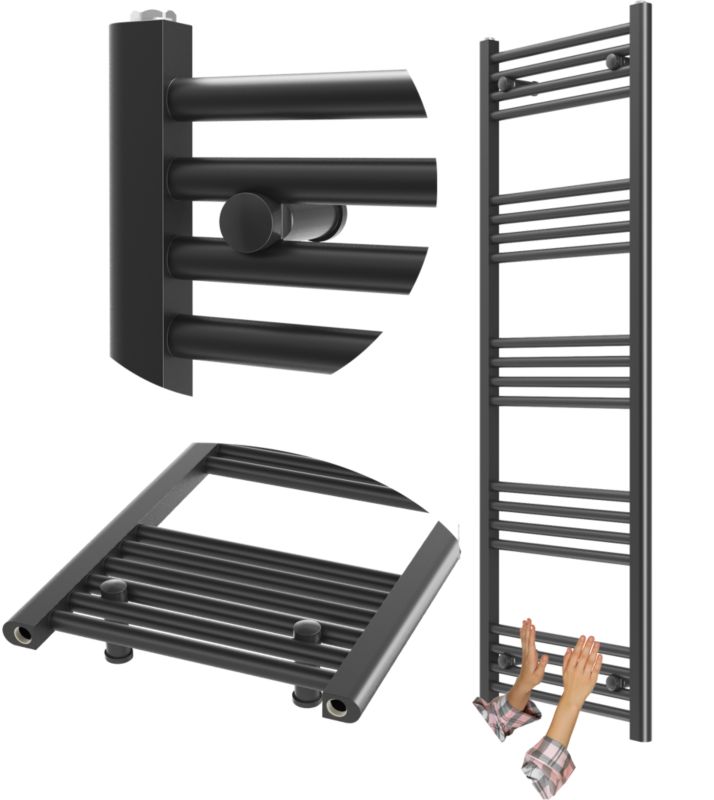 Grzejnik Łazienkowy Granitan Breno 50/140cm Czarny Kaloryfer Drabinkowy 1kpl.