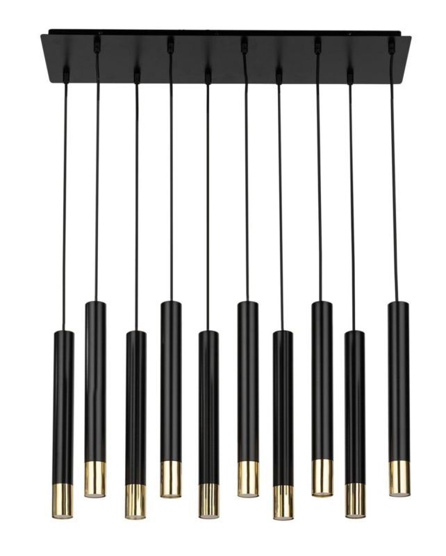 Lampa wisząca Sigma Lighting Sopel Grand 9225 czarny matowa-złoty połysk dekoracyjna 10xGU10 mini x 1 szt.