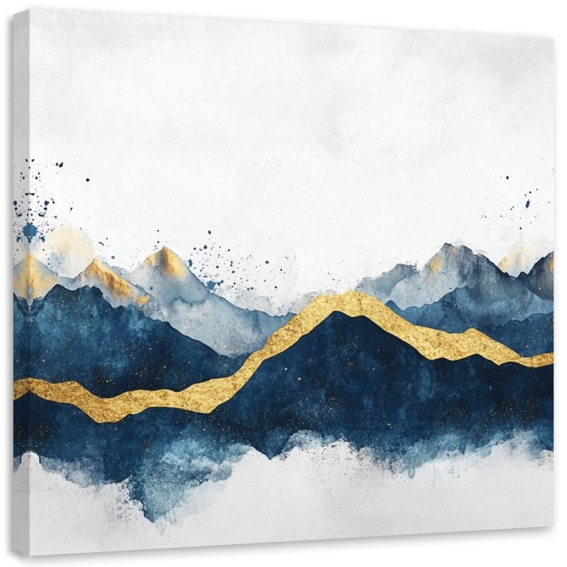 Obraz na płótnie Feeby Abstrakcja Złoto Niebieski Nowoczesny 40x40cm 1szt