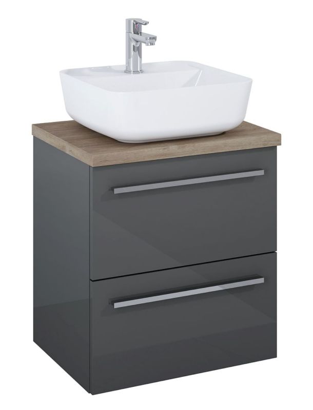 Szafka łazienkowa z umywalką Elita Kwadro Plus 50 cm antracyt połysk/dąb classic 1 szt.