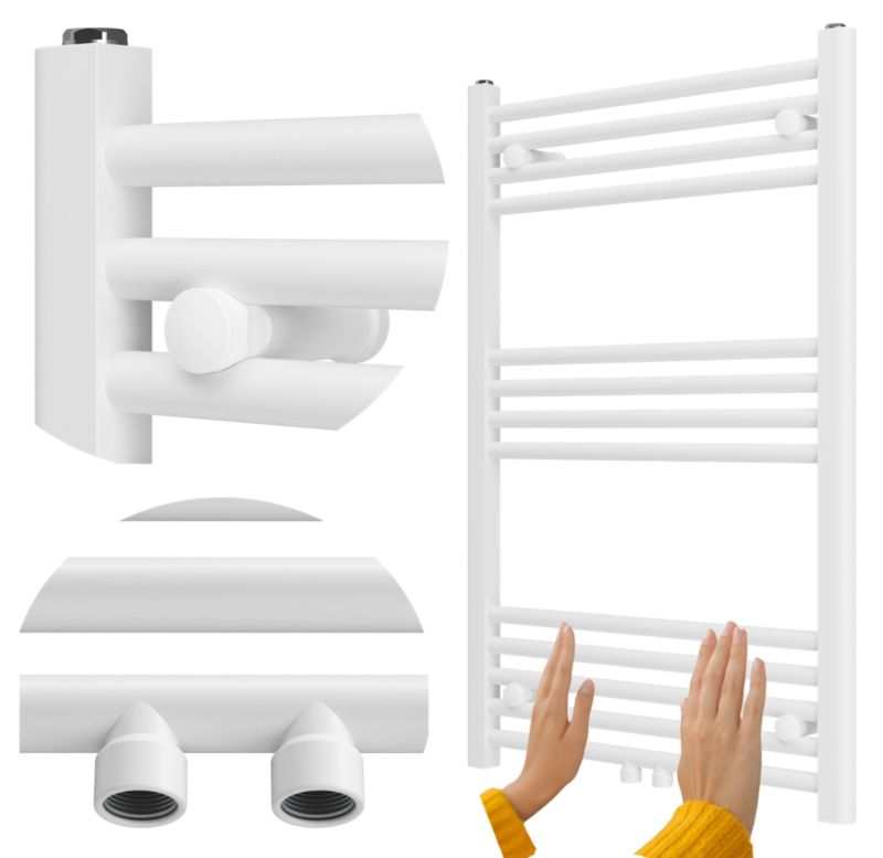 Grzejnik Łazienkowy Granitan Raven 90/60cm Biały Kaloryfer Drabinkowy 1kpl.