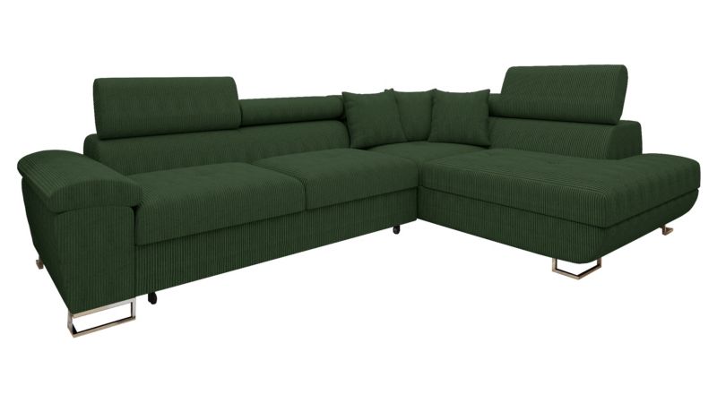 Narożnik z funkcją spania MIRJAN 24 Cotere Sztruks prawy ciemnozielony 1 szt.