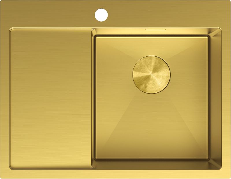 Zlewozmywak stalowy wpuszczany Mexen Exar złoty 620x480 mm 1-komorowy z krótkim ociekaczem prawym 1 szt.