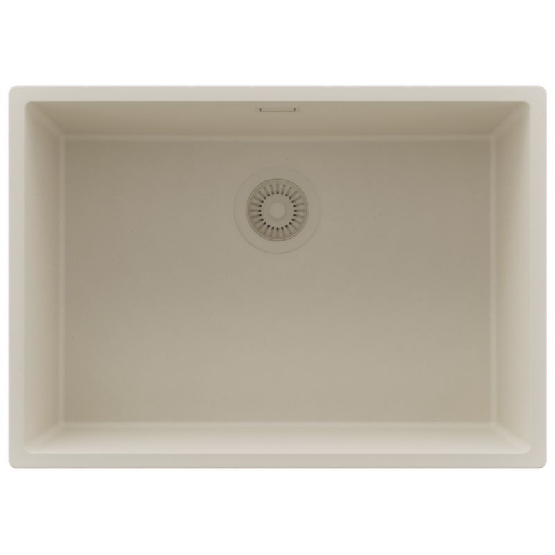 Zlewozmywak Londyn Slim PRIMAGRAN Nablatowy 66x47cm do szafki od 70cm, Beżowy + Syfon, S396, 1 szt.