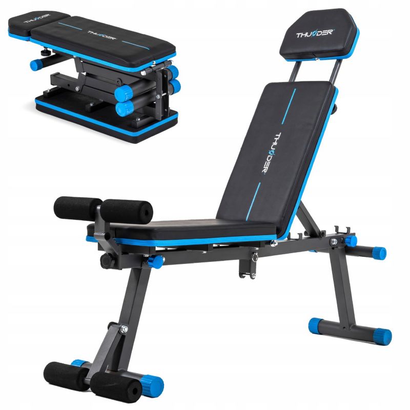 Ławka treningowa regulowana WOXIC THUNDER skośna składana 4-poziomowa z zagłówkiem 1szt.