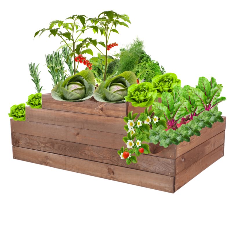 Skrzynia warzywna MODO24 kaskadowa 45x117x80 cm brązowe impregnowane drewno 1 szt