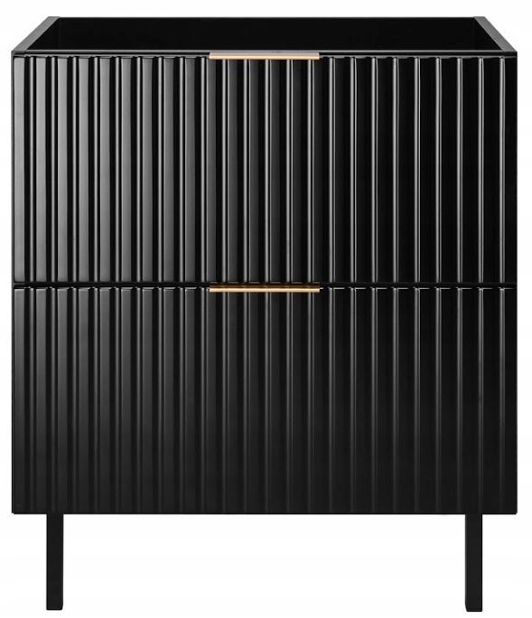 Szafka łazienkowa Furnidea 60 cm czarna ryflowana z nóżkami FLOW 1 szt.