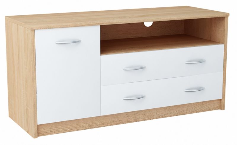 Szafka rtv Matkam 1D2S stolik Rob biały-sonoma 1 szt.