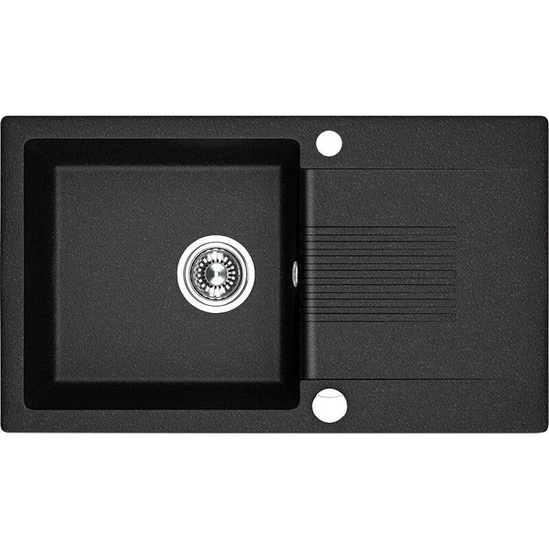 Zlewozmywak Jednokomorowy, Laveo, Czarny z Ociekaczem, 44 x 76 cm z syfonem, 1 szt.