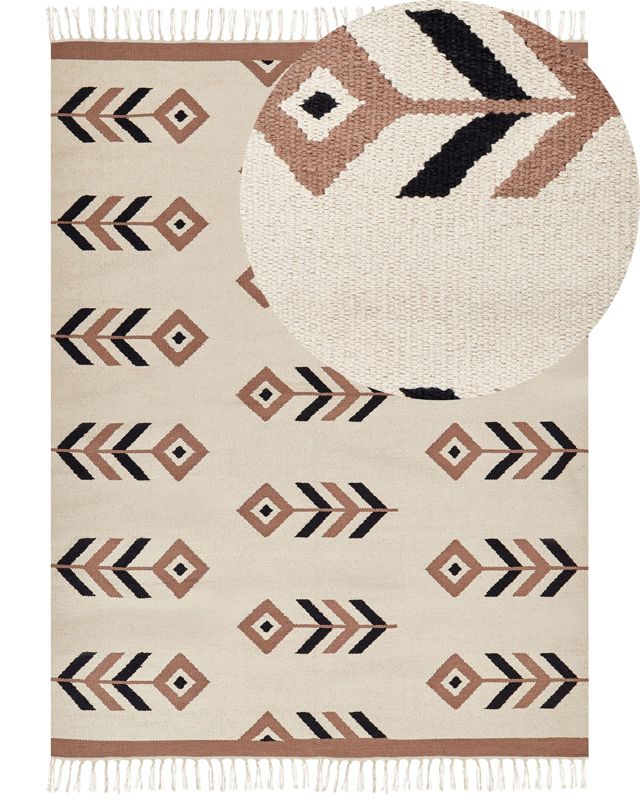 Dywan bawełniany kilim 160 x 230 cm beżowo-czarny Niavan 1 szt.