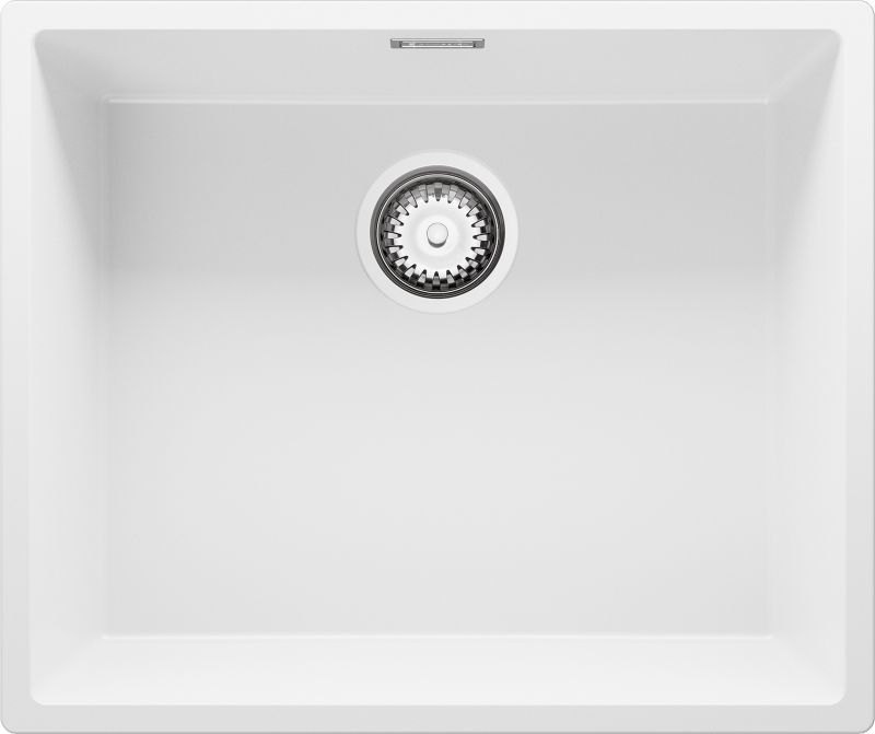 Zlewozmywak Londyn Slim PRIMAGRAN Nablatowy 56x47cm do szafki od 60cm, Biały + Syfon, S298, 1 szt.