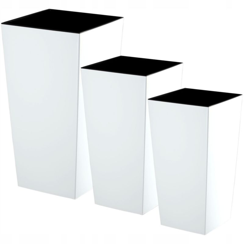 Doniczka KADAX Zestaw 3x Donica + Wkład Biała Kwietnik Wysoka Ogrodowa 57cm 3 szt.