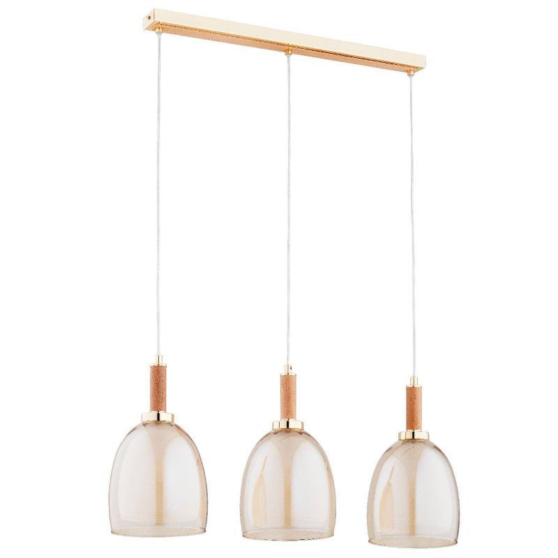 Lampa wisząca Alfa Lissy 4894 złoto-jasne drewno-bursztynowy nowoczesna 3xE27 x 15W 1 szt.