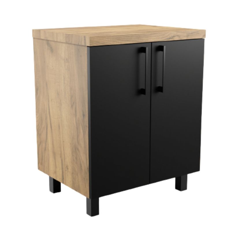 Szafka Łazienkowa SKXMeble Regał Stojąca Pod Umywalkę Mila Złoty Craft i Czarne Fronty Uchwyty Standardowe Czarne 75x70x47 1szt.