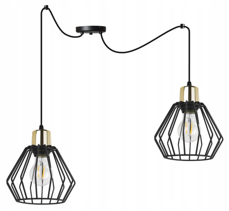 Lampa sufitowa wisząca Light Home LH Spider Nuvola 2x E27 60W czarny/złoty 1szt.