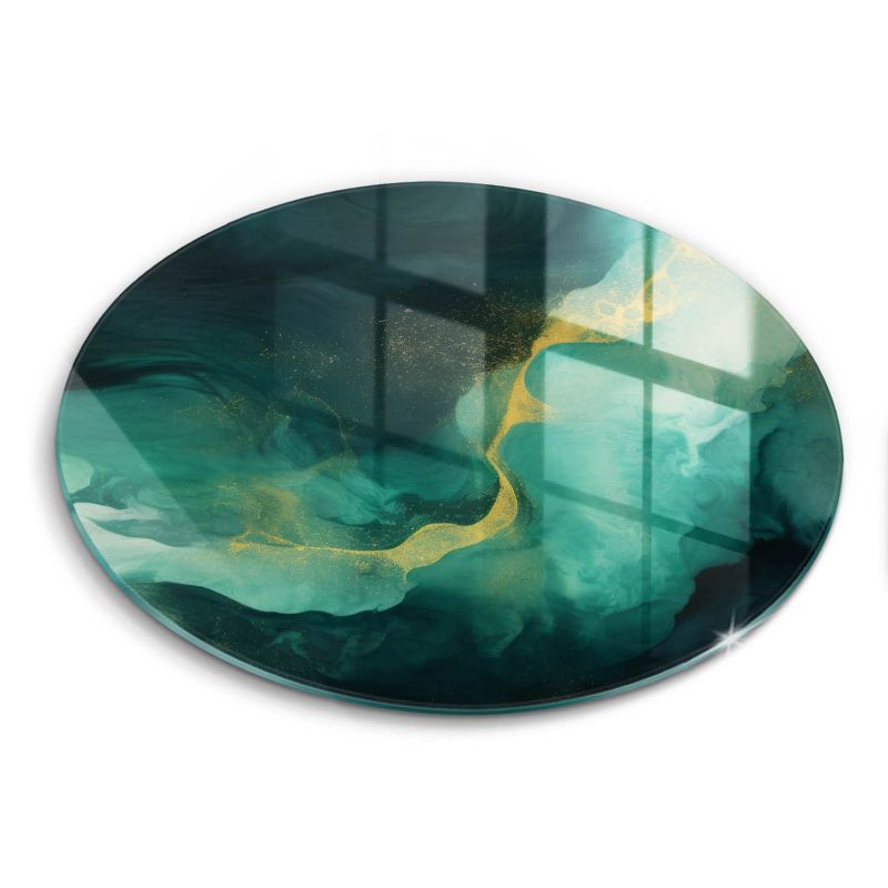 Okrągła szklana deska do krojenia Wallfluent fi30 cm Butelkowa zieleń 1 szt.