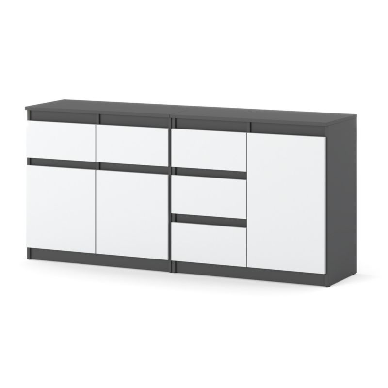 Komoda Hurtownia-Mebli Szuflady 5 Agnolia Mini 160cm Szary Mat Biały Mat 160x35x75 cm 1szt.