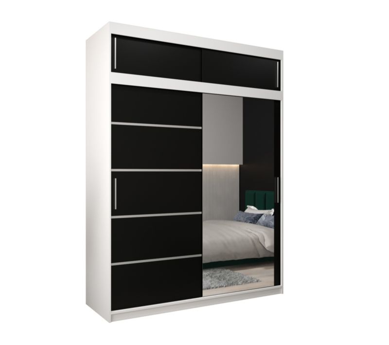 Szafa przesuwna Abiks Verona 2 180 biały + czarny z nadstawką 1 szt.