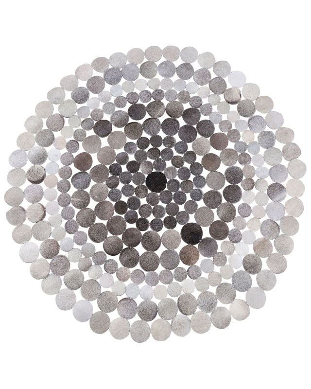 Dywan okrągły skórzany 140 cm szary Hilvan 1 szt.