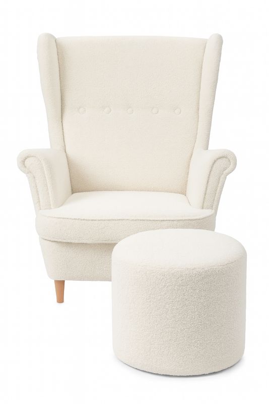 Fotel uszak+pufa Sofello boucle 1 szt