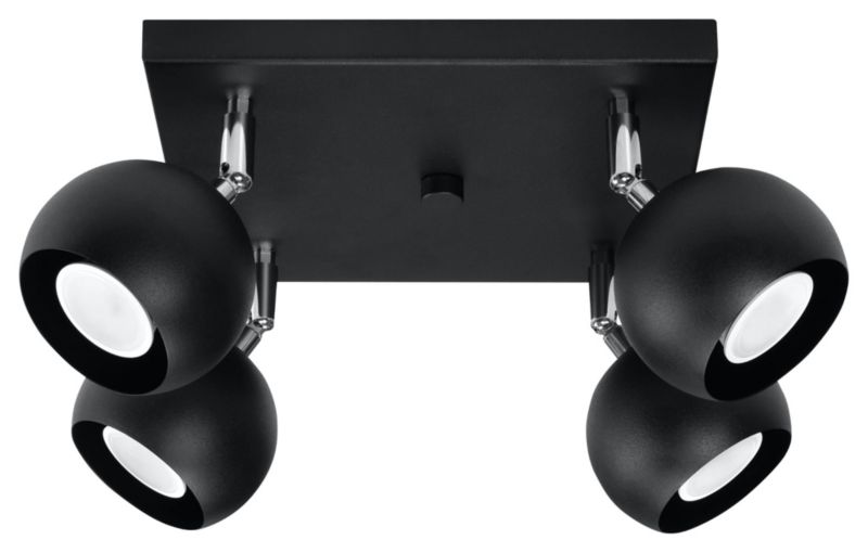 Lampa sufitowa Sollux Lighting Oculare czarna-chromowana 4 x GU10 x 40W wym: 25 x 25 cm - 1 szt.