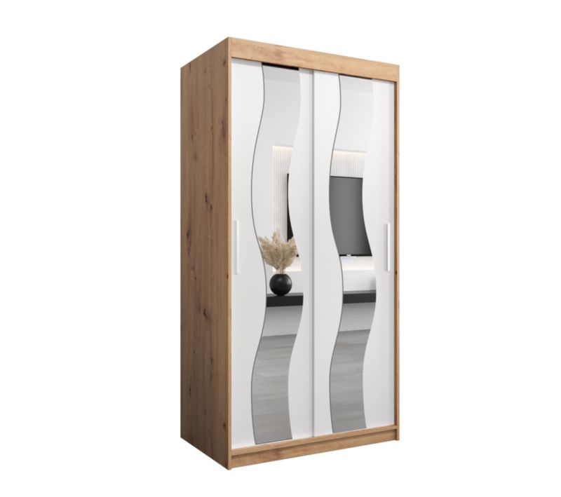 Szafa przesuwna Abiks SEWILLA 100 dąb artisan + biały mat 1 szt.