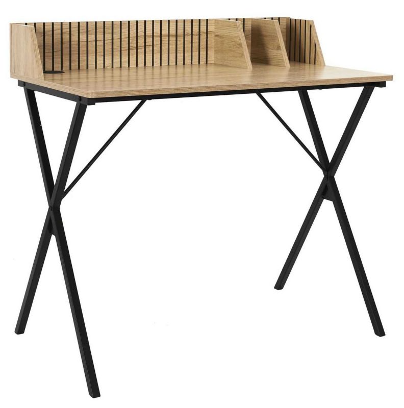 Lamelowe Biurko Linea HowHomely Beżowe Organizer 90x50x85 cm 1 szt.