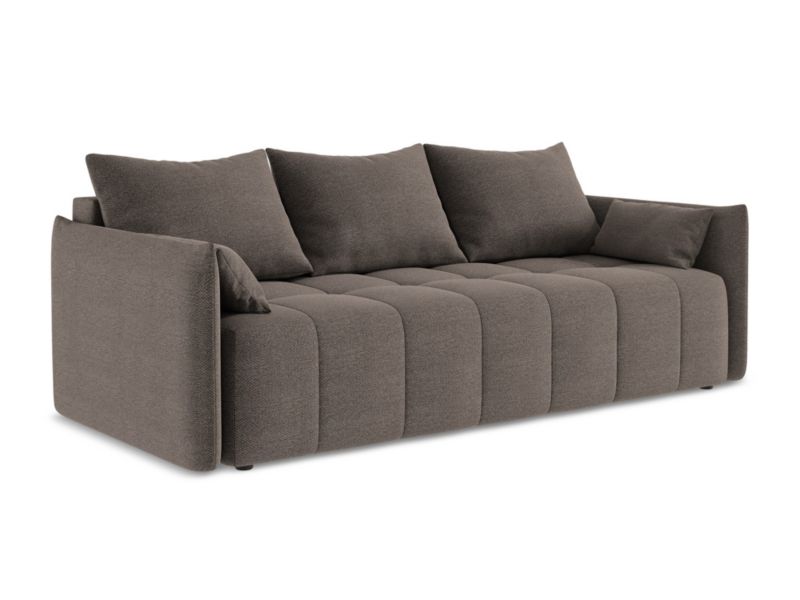 Kanapa 3-osobowa z funkcją spania LaMiaSofa BOLSENA z tkaniny bouclé 225x105 cm czekoladowy 1 szt.