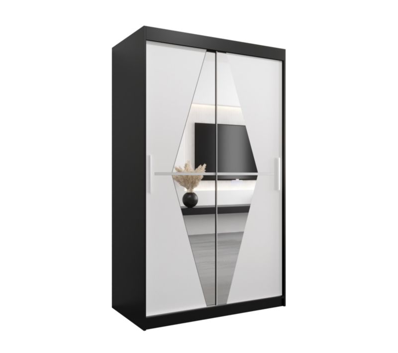 Szafa przesuwna Garderoba Abiks BOLIWIA 180 czarny mat + biały mat 1 szt.