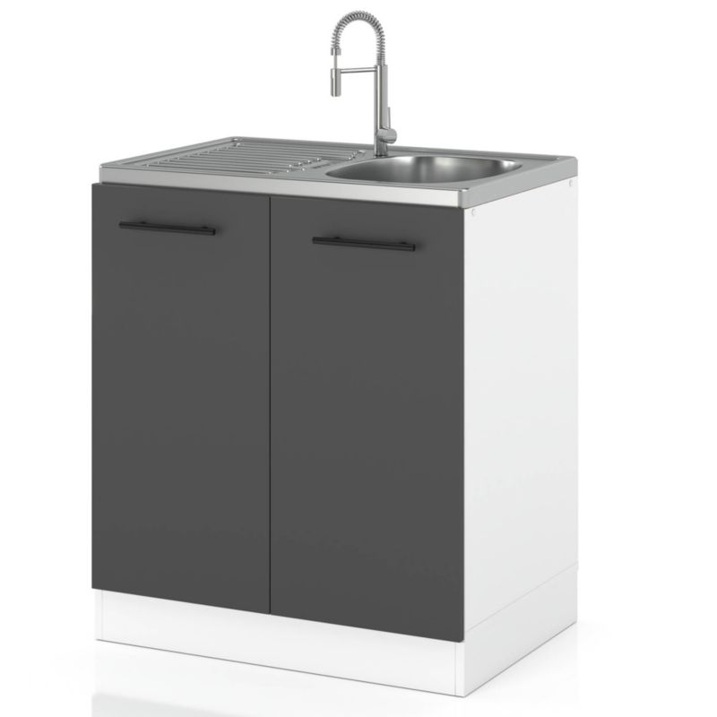 Szafka Kuchenna Hurtownia-Mebli Stojąca Pod zlewozmywak DZ60 sPremium 60cm Biały Mat Szary Mat 60x52x82.2 cm 1szt.