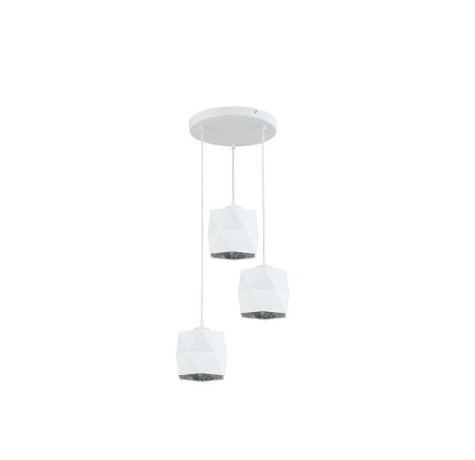 Lampa wisząca TK Lighting Siro 3x15W biała-srebrna, metalowa, E27, IP20, 110 cm wysokość - 1 szt.
