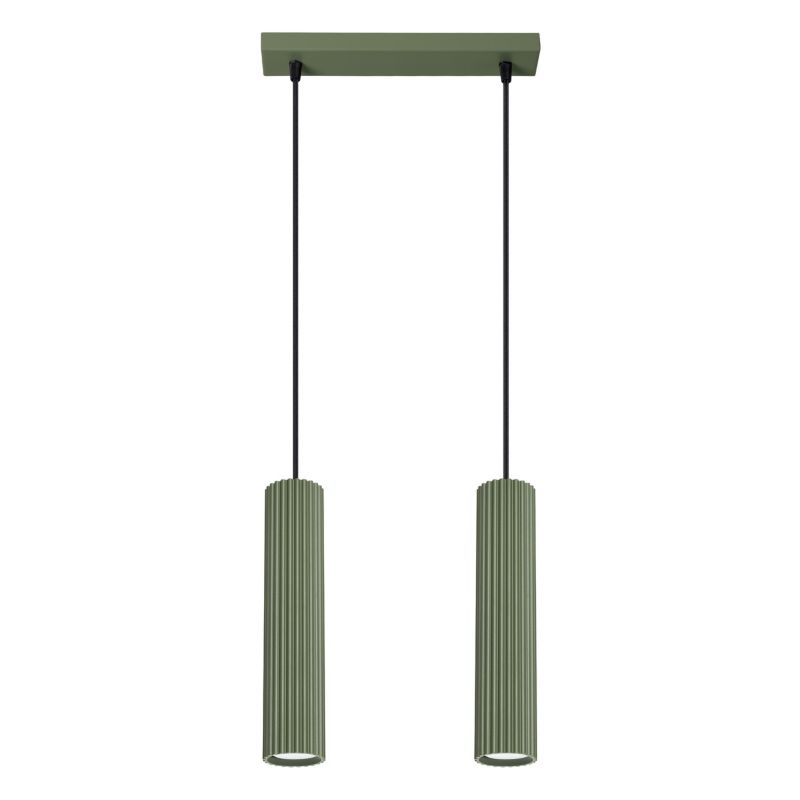 Lampa wisząca Sollux Lighting Karbon 0904 zielony oliwkowo-czarna do kuchni 2xGU10 x 1 szt.